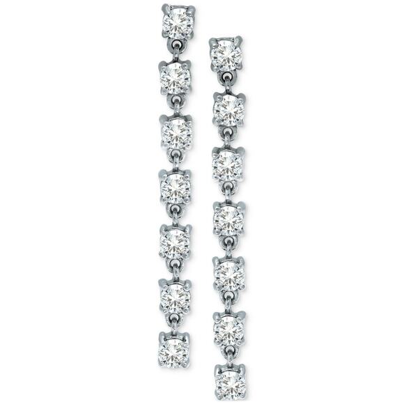 Giani Bernini Cubic Zirconia Seven Stone Linear Drop Earrings #170 - Picture 1 of 1